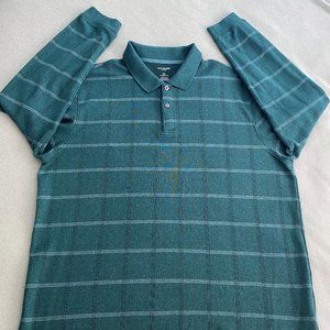 VAN HEUSEN Flex Long Sleeve Polo Shirt GREEN Size XL Classic Fit